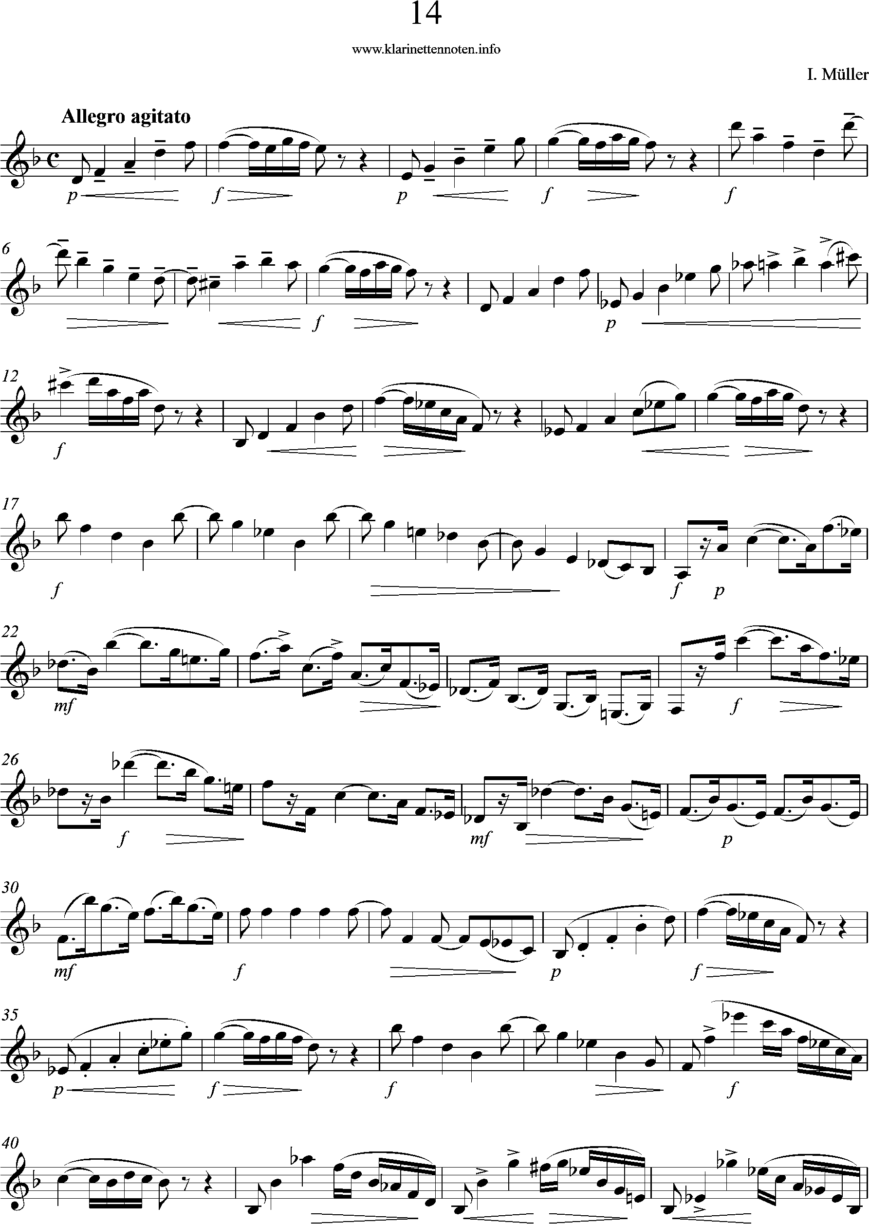 22 Etüden, Iwan Müller, Heft II, 14, Seite 1